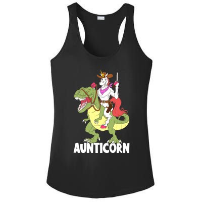 Aunticorn Aunt Unicorn Riding Trex Dinosaur Cow Sheriff Gift Ladies PosiCharge Competitor Racerback Tank