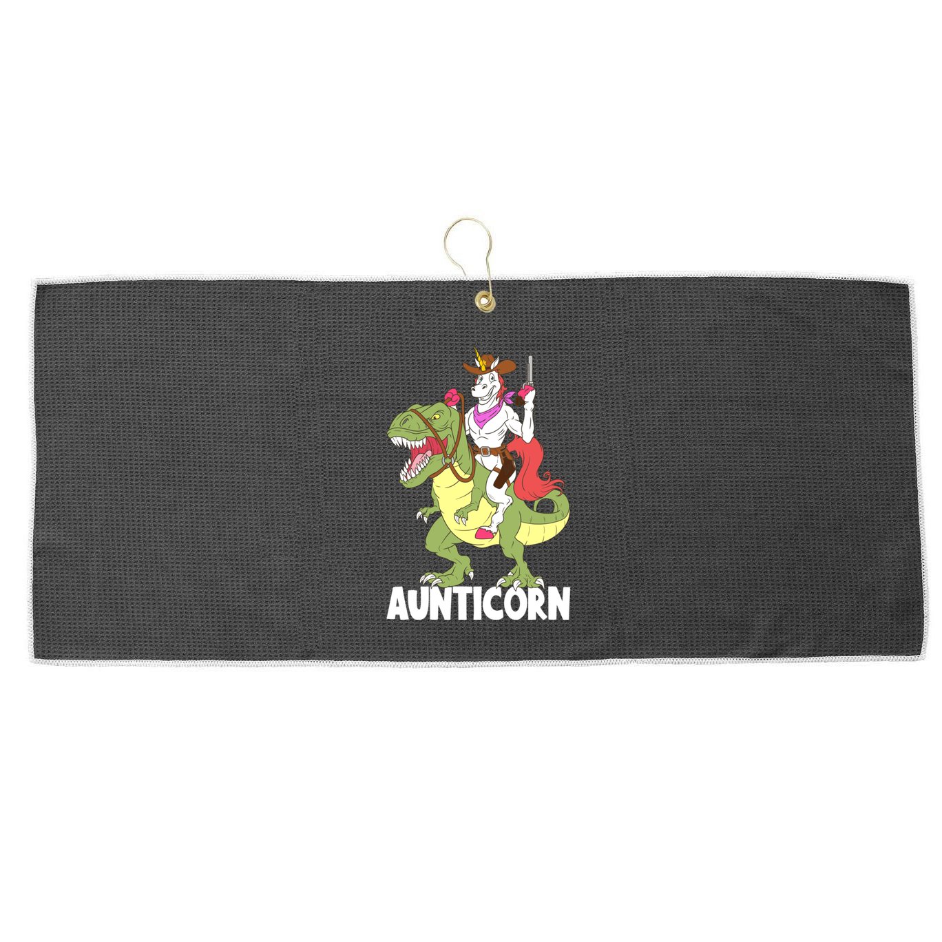 Aunticorn Aunt Unicorn Riding Trex Dinosaur Cow Sheriff Gift Large Microfiber Waffle Golf Towel