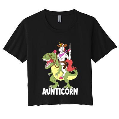 Aunticorn Aunt Unicorn Riding Trex Dinosaur Cow Sheriff Gift Crop Top