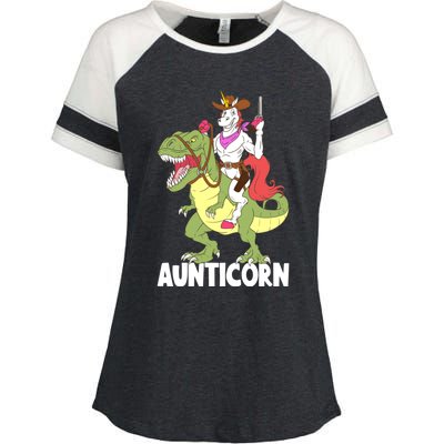 Aunticorn Aunt Unicorn Riding Trex Dinosaur Cow Sheriff Gift Enza Ladies Jersey Colorblock Tee