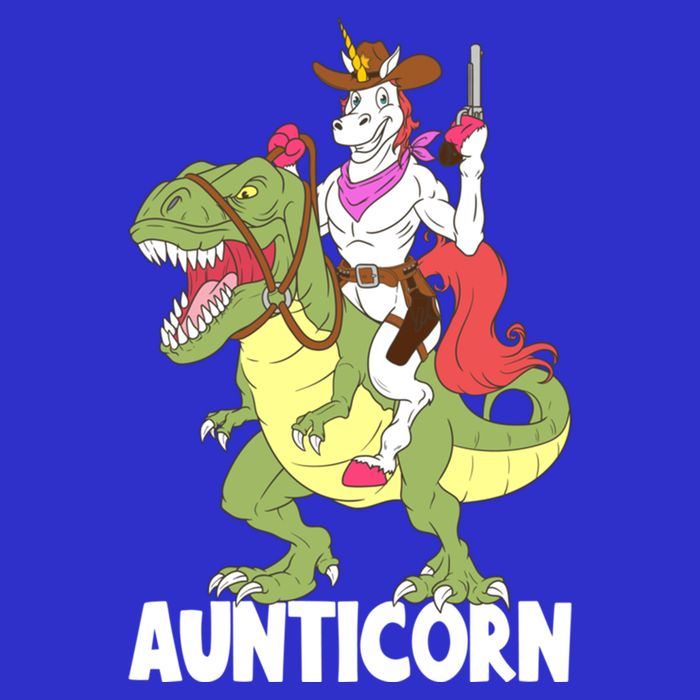 Aunticorn Aunt Unicorn Riding Trex Dinosaur Cow Sheriff Gift Button
