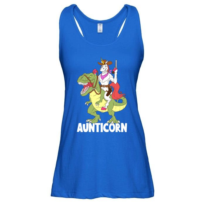 Aunticorn Aunt Unicorn Riding Trex Dinosaur Cow Sheriff Gift Ladies Essential Flowy Tank