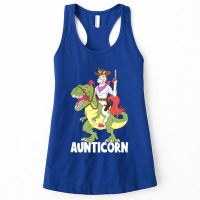 Aunticorn Aunt Unicorn Riding Trex Dinosaur Cow Sheriff Gift Womens Tank Top