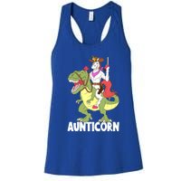 Aunticorn Aunt Unicorn Riding Trex Dinosaur Cow Sheriff Gift Women's Racerback Tank