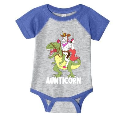 Aunticorn Aunt Unicorn Riding Trex Dinosaur Cow Sheriff Gift Infant Baby Jersey Bodysuit