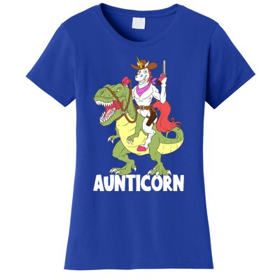 Aunticorn Aunt Unicorn Riding Trex Dinosaur Cow Sheriff Gift Women's T-Shirt