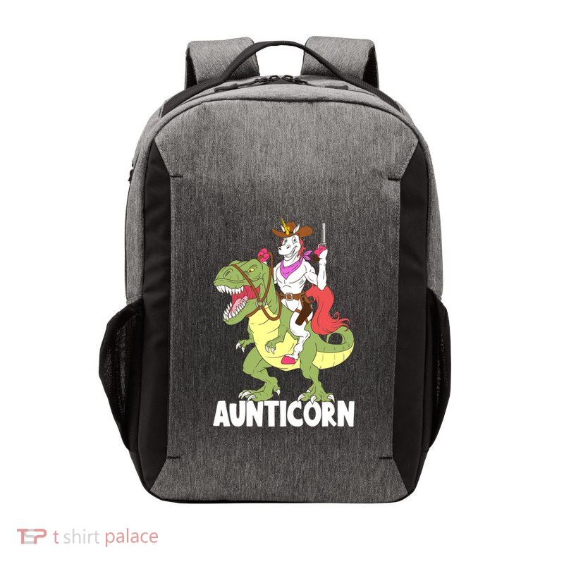 Aunticorn Aunt Unicorn Riding Trex Dinosaur Cow Sheriff Gift Vector Backpack
