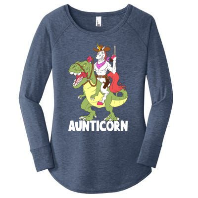 Aunticorn Aunt Unicorn Riding Trex Dinosaur Cow Sheriff Gift Women's Perfect Tri Tunic Long Sleeve Shirt