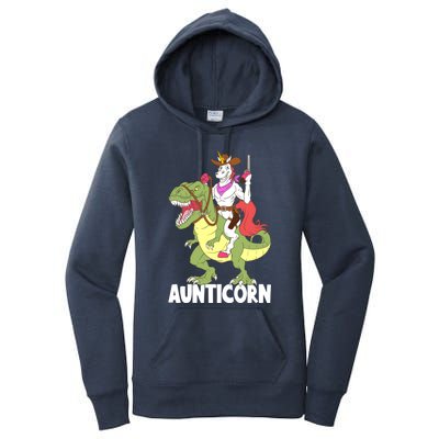 Aunticorn Aunt Unicorn Riding Trex Dinosaur Cow Sheriff Gift Women's Pullover Hoodie