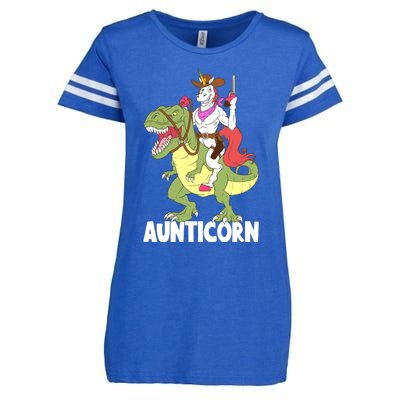 Aunticorn Aunt Unicorn Riding Trex Dinosaur Cow Sheriff Gift Enza Ladies Jersey Football T-Shirt