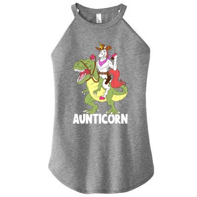 Aunticorn Aunt Unicorn Riding Trex Dinosaur Cow Sheriff Gift Women's Perfect Tri Rocker Tank