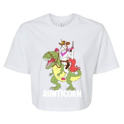 Aunticorn Aunt Unicorn Riding Trex Dinosaur Cow Sheriff Gift Bella+Canvas Jersey Crop Tee