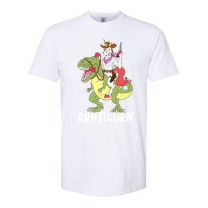 Aunticorn Aunt Unicorn Riding Trex Dinosaur Cow Sheriff Gift Softstyle CVC T-Shirt