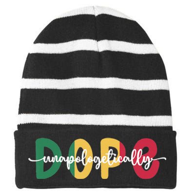 African American Unapologetically Dope Black History Month Striped Beanie with Solid Band