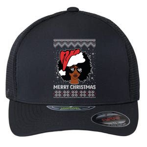 African American Ugly Christmas Sweater Pajama Gift Flexfit Unipanel Trucker Cap