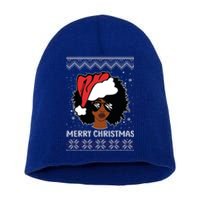 African American Ugly Christmas Sweater Pajama Gift Short Acrylic Beanie