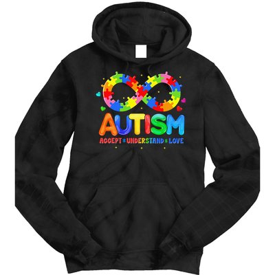 Autism Accept Understand Love Autism Awareness Tie Dye Hoodie