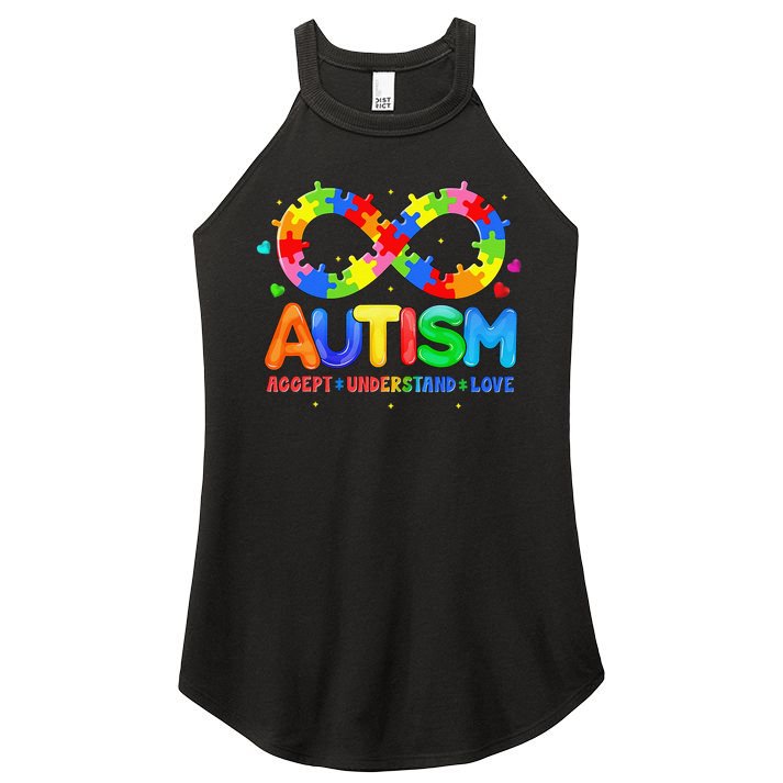 Autism Accept Understand Love Autism Awareness Women's Perfect Tri Rocker Tank