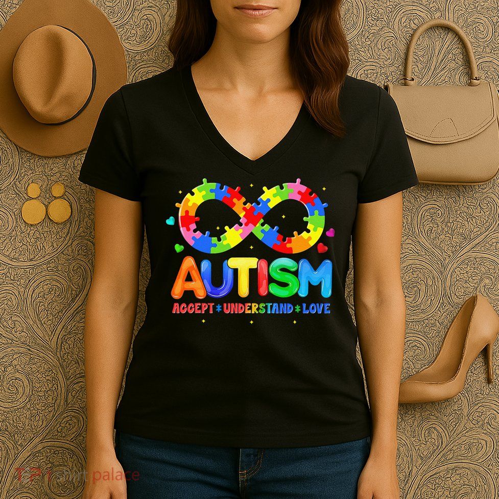 Autism Accept Understand Love Autism Awareness Women's V-Neck T-Shirt