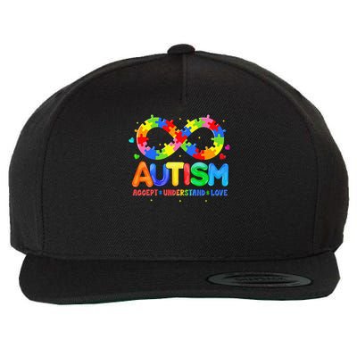 Autism Accept Understand Love Autism Awareness Wool Snapback Cap