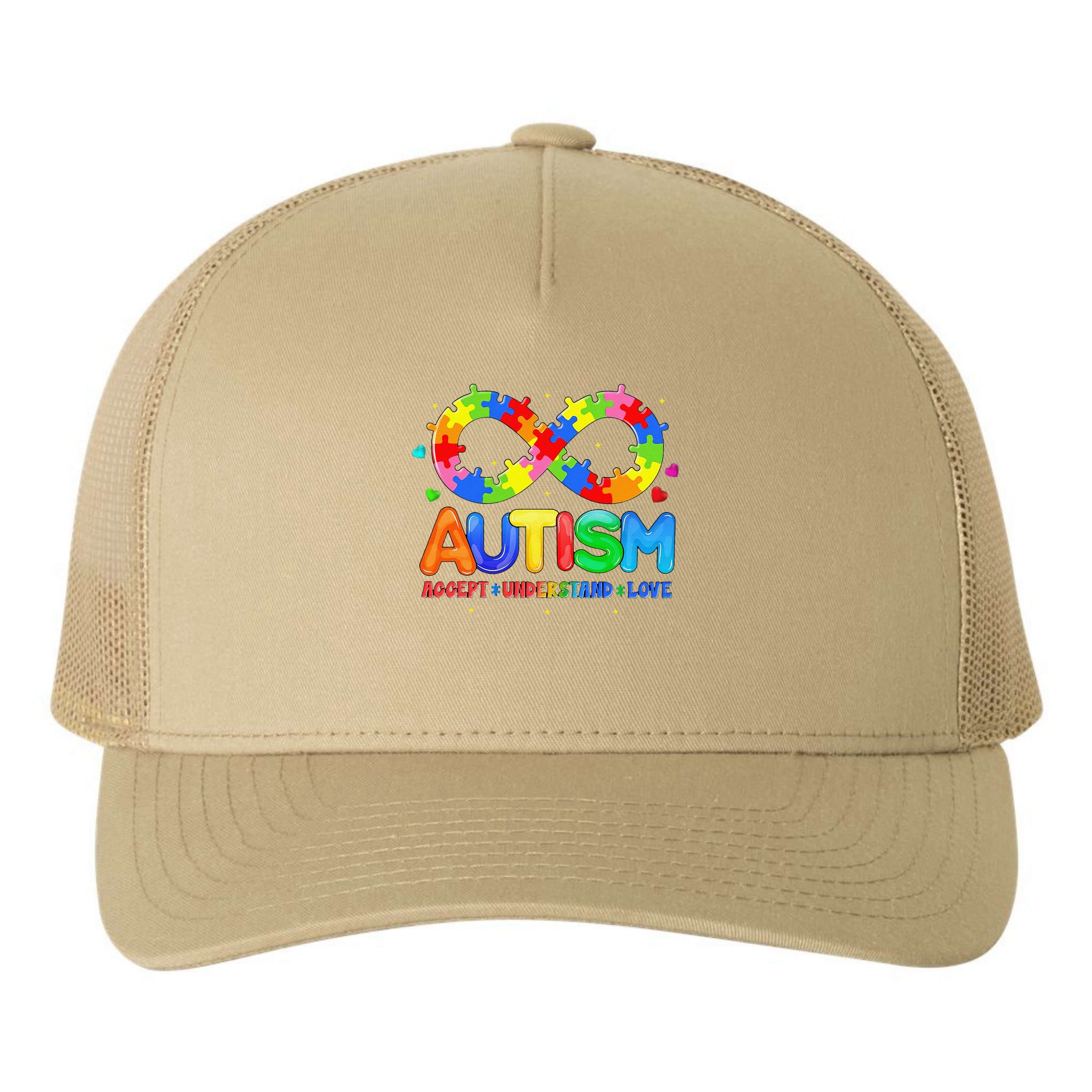 Autism Accept Understand Love Autism Awareness Yupoong Adult 5-Panel Trucker Hat