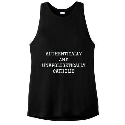 Authentically And Unapologetically Catholic Christian Faith Ladies PosiCharge Tri-Blend Wicking Tank