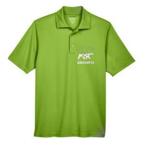 Adventure Awaits Uzbekistan Outdoors Uzbekistan Vacation Men's Origin Performance Pique Polo