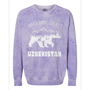 Adventure Awaits Uzbekistan Outdoors Uzbekistan Vacation Colorblast Crewneck Sweatshirt