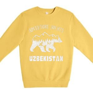 Adventure Awaits Uzbekistan Outdoors Uzbekistan Vacation Premium Crewneck Sweatshirt