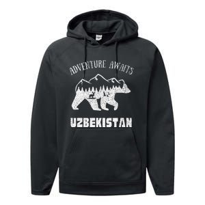 Adventure Awaits Uzbekistan Outdoors Uzbekistan Vacation Performance Fleece Hoodie