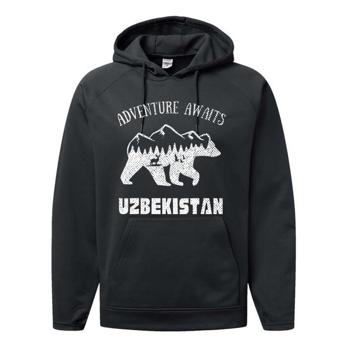 Adventure Awaits Uzbekistan Outdoors Uzbekistan Vacation Performance Fleece Hoodie