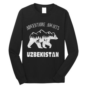 Adventure Awaits Uzbekistan Outdoors Uzbekistan Vacation Long Sleeve Shirt