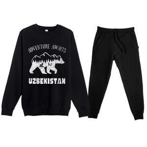 Adventure Awaits Uzbekistan Outdoors Uzbekistan Vacation Premium Crewneck Sweatsuit Set