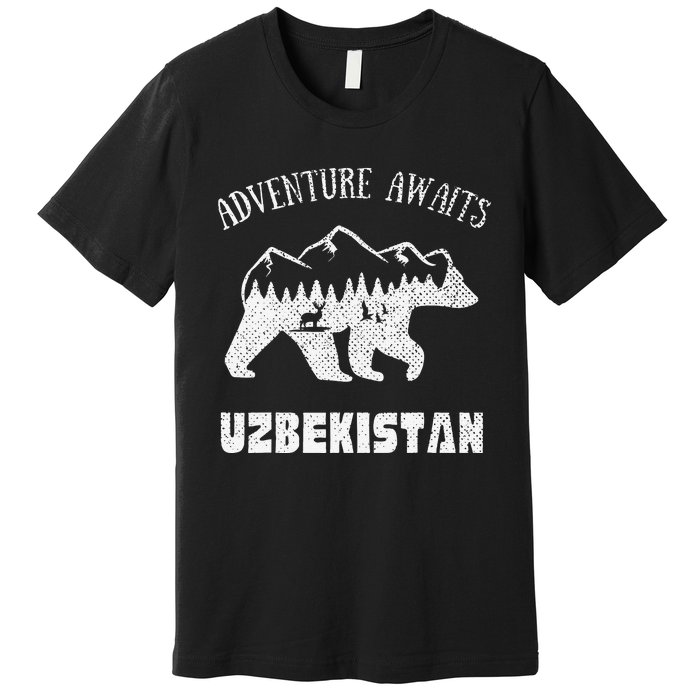 Adventure Awaits Uzbekistan Outdoors Uzbekistan Vacation Premium T-Shirt