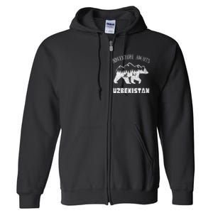 Adventure Awaits Uzbekistan Outdoors Uzbekistan Vacation Full Zip Hoodie