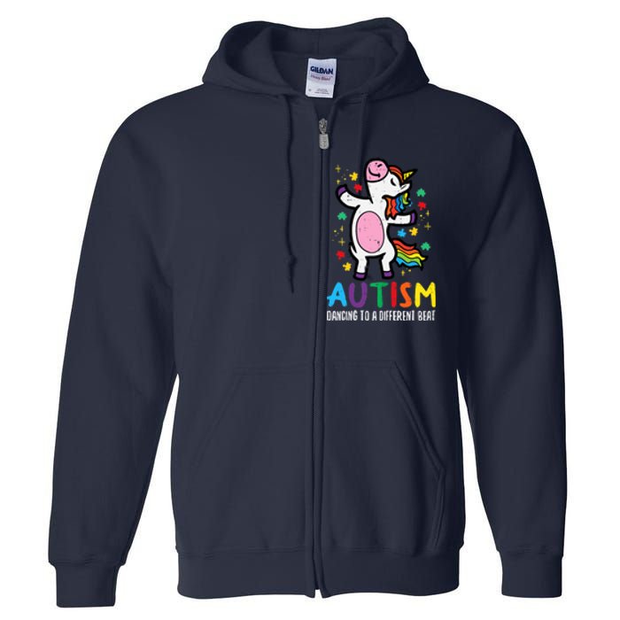 Autism Awareness Uncicorn Dancing Different Beat Girl Full Zip Hoodie