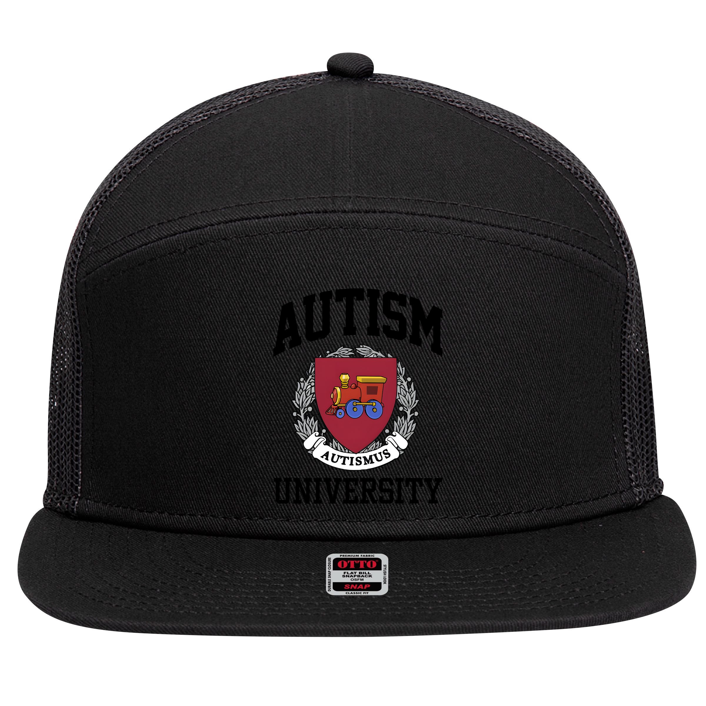 Autism Autismus University Autism Awareness Lover 7 Panel Mesh Trucker Snapback Hat