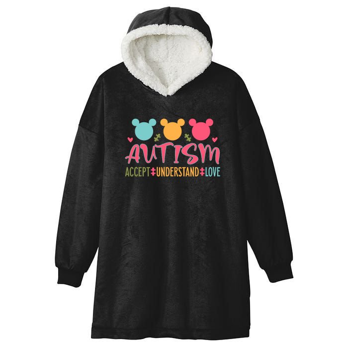 Autism Accept Understand Love Autism Awareness Month Hooded Wearable Blanket