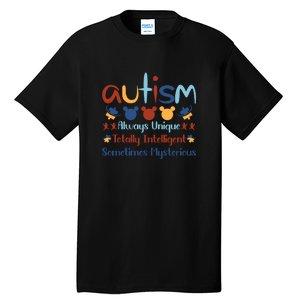 Autism Always Unique Totally Intelligent Sometimes Mysterious Tall T-Shirt