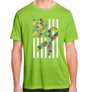 Autism Awareness US Flag Puzzle Disability Week Gift Adult ChromaSoft Performance T-Shirt