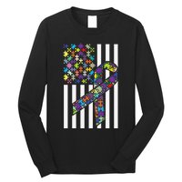 Autism Awareness US Flag Puzzle Disability Week Gift Long Sleeve Shirt