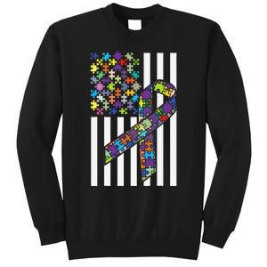 Autism Awareness US Flag Puzzle Disability Week Gift Sweatshirt