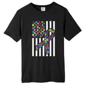 Autism Awareness US Flag Puzzle Disability Week Gift Tall Fusion ChromaSoft Performance T-Shirt