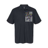 Autism Awareness US Flag Puzzle Disability Week Gift Softstyle Adult Sport Polo