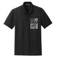 Autism Awareness US Flag Puzzle Disability Week Gift Dry Zone Grid Polo