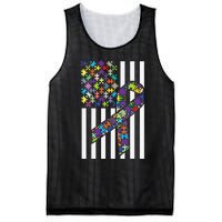 Autism Awareness US Flag Puzzle Disability Week Gift Mesh Reversible Basketball Jersey Tank