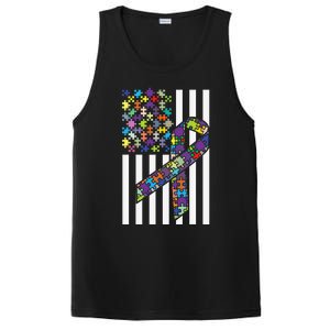 Autism Awareness US Flag Puzzle Disability Week Gift PosiCharge Competitor Tank