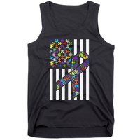 Autism Awareness US Flag Puzzle Disability Week Gift Tank Top