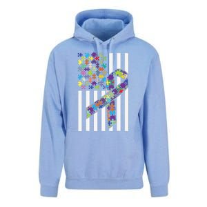 Autism Awareness US Flag Puzzle Disability Week Gift Unisex Surf Hoodie