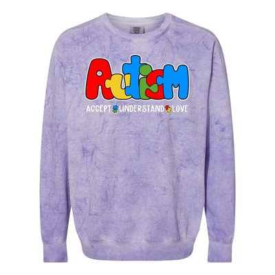 Autism Accept Understand Love Awareness Colorblast Crewneck Sweatshirt